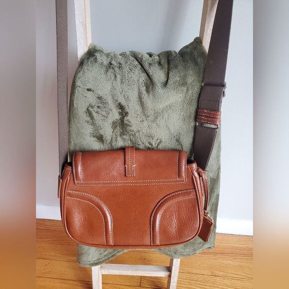 Dooney & Bourke red/brown vintage leather Florentine Toscana medium saddle bag - Picture 10 of 14